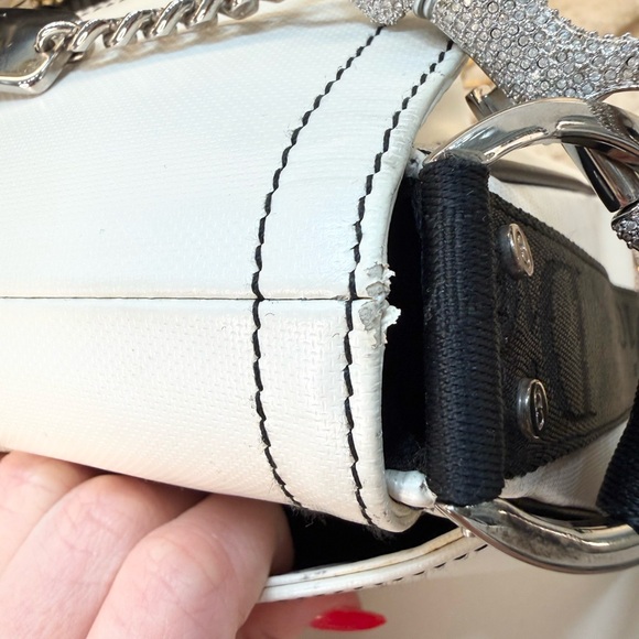 Vintage Rare model Christian Dior Hardcore Shoulder Bag Swarovski Crystals B&W - Picture 16 of 16